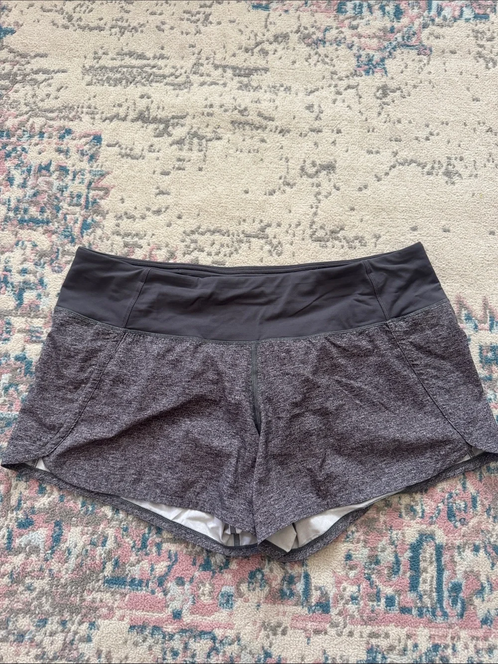 lululemon athletica Heathered Charcoal Wide-Waist Athletic Shorts